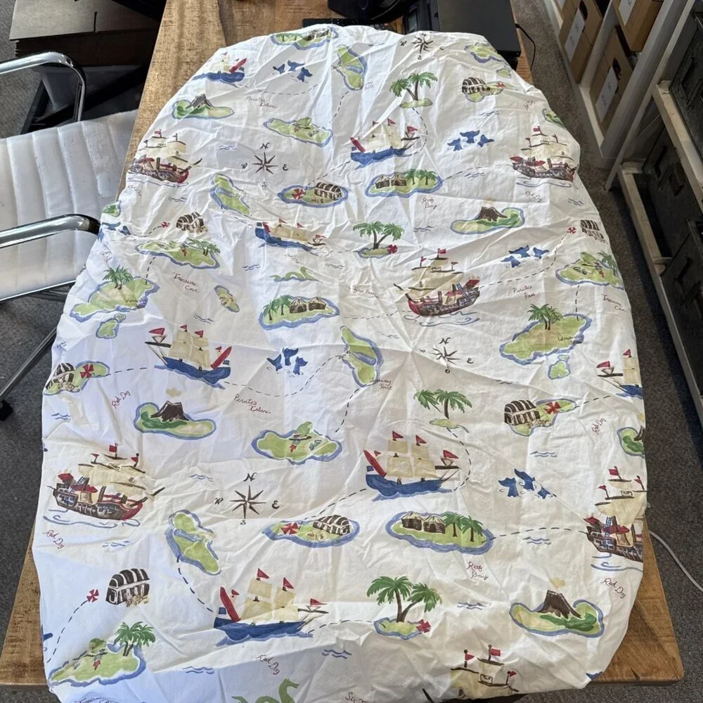 Pottery Barn Kids Colorful Pirate Map Pirate Ship Fitted Crib Sheet Toddler Bed